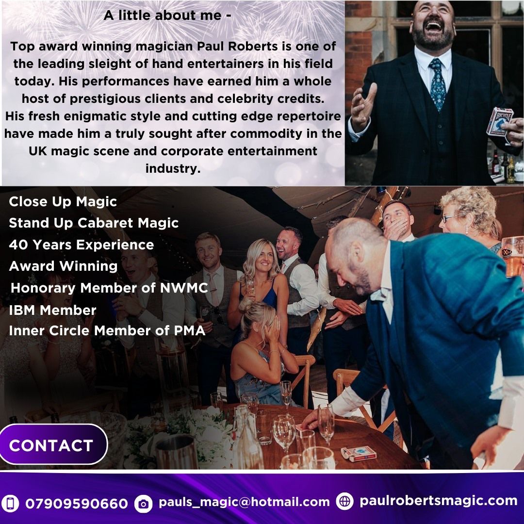Paul advertising his Blackpool Magic Business.