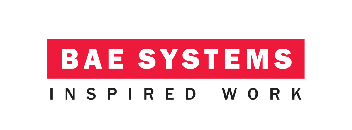 The logo for bae systems inspired work is red and white.