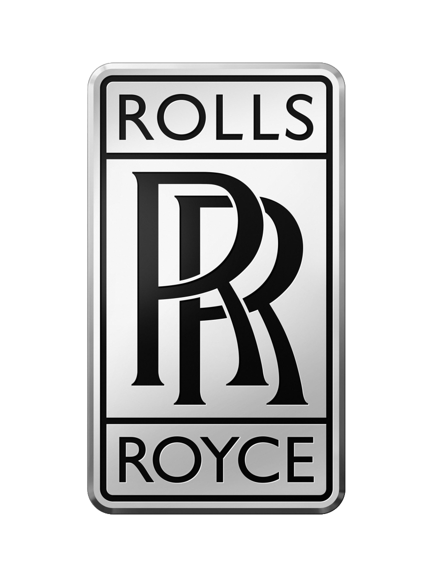 The rolls royce logo is on a white background.