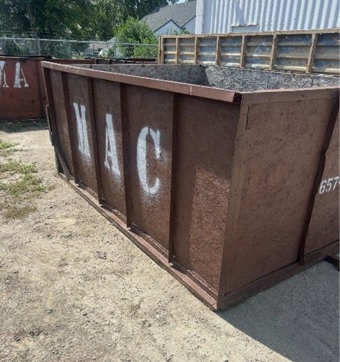 Brown dumpster with 