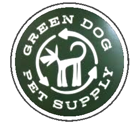 A green dog pet supply logo with a dog in the center
