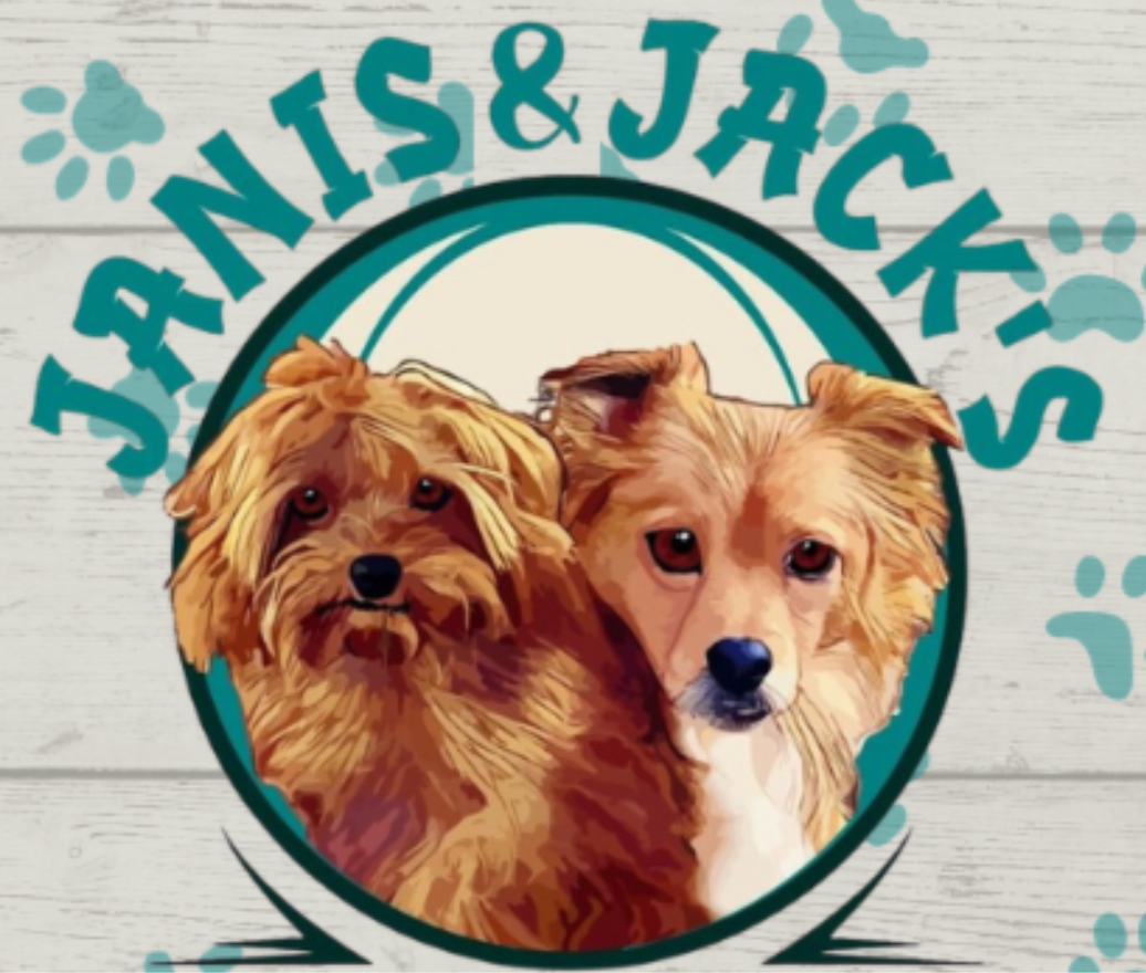 A logo for jarnis & jack 's shows two dogs in a circle