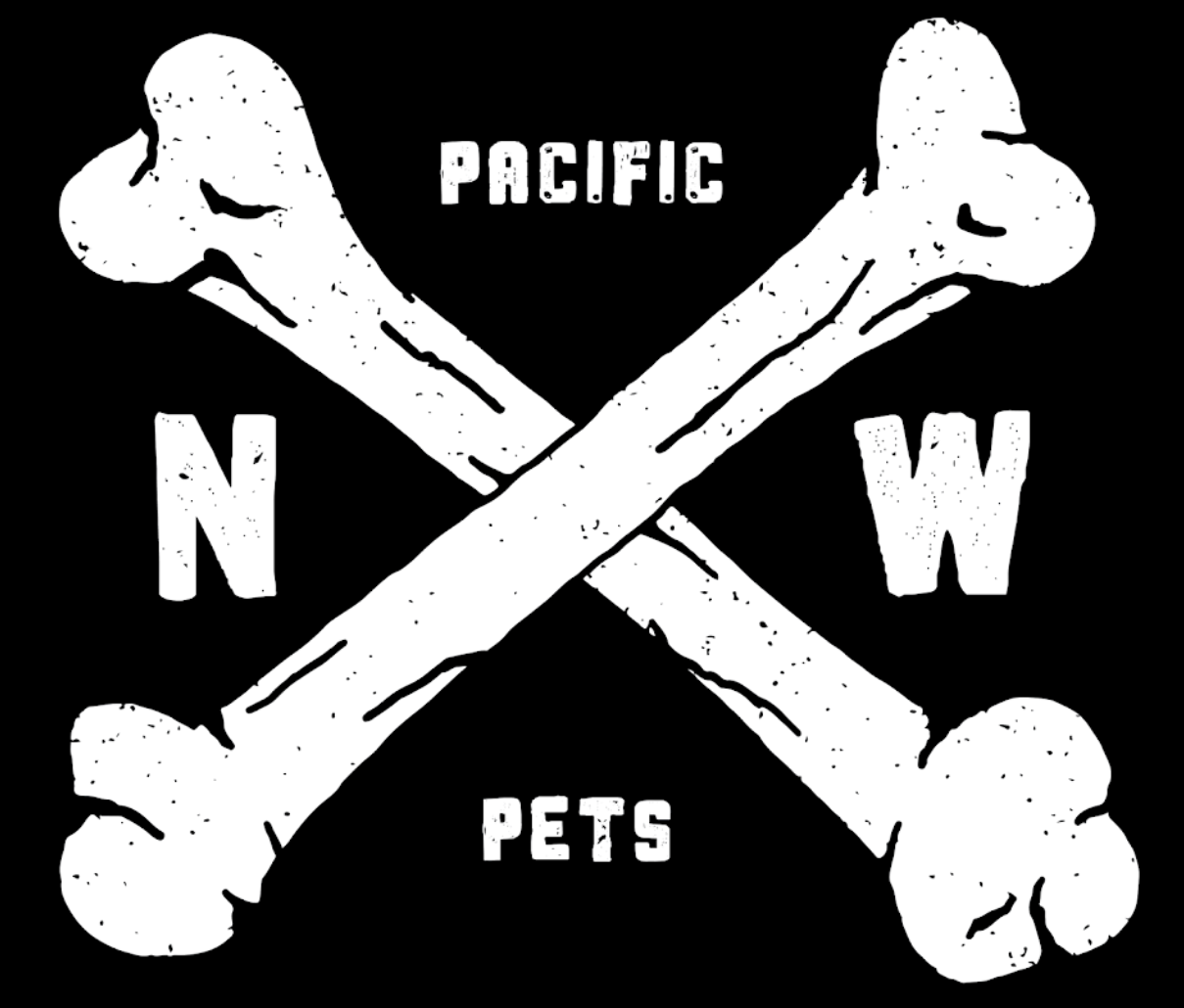 A black and white logo for pacific pets with crossed bones
