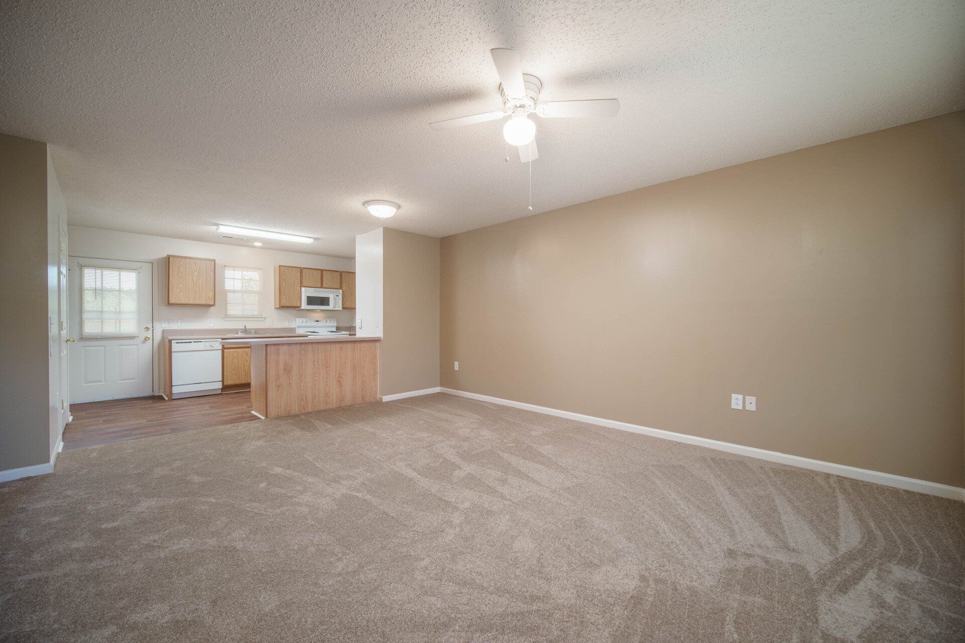 kitchen and living room