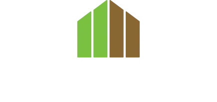 Logo for Rune Andersen, med et gr&oslash;nt/brunt husikon og teksten "T&oslash;mrer-/Snedkermester ApS".
