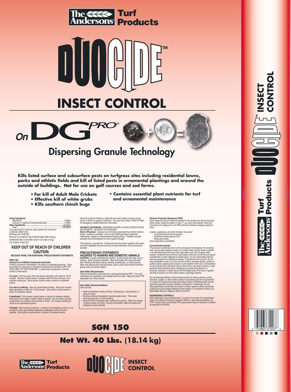 A bag of duocide insect control on dg pro