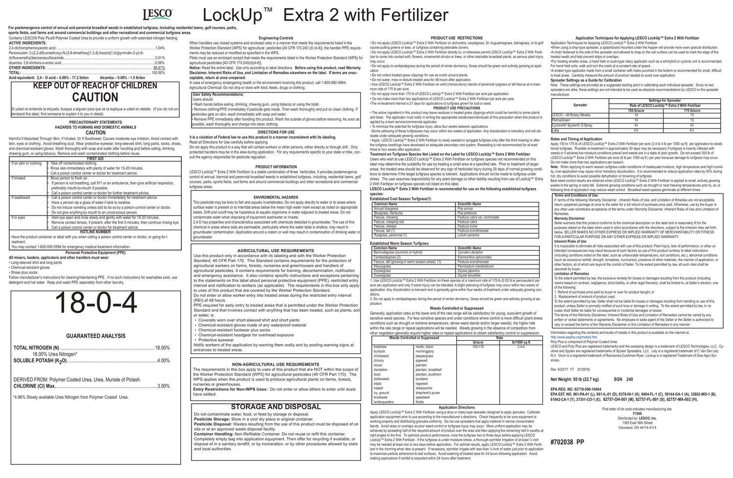 A black and white image of a leaflet for lock up extra 2 with fertilizer.