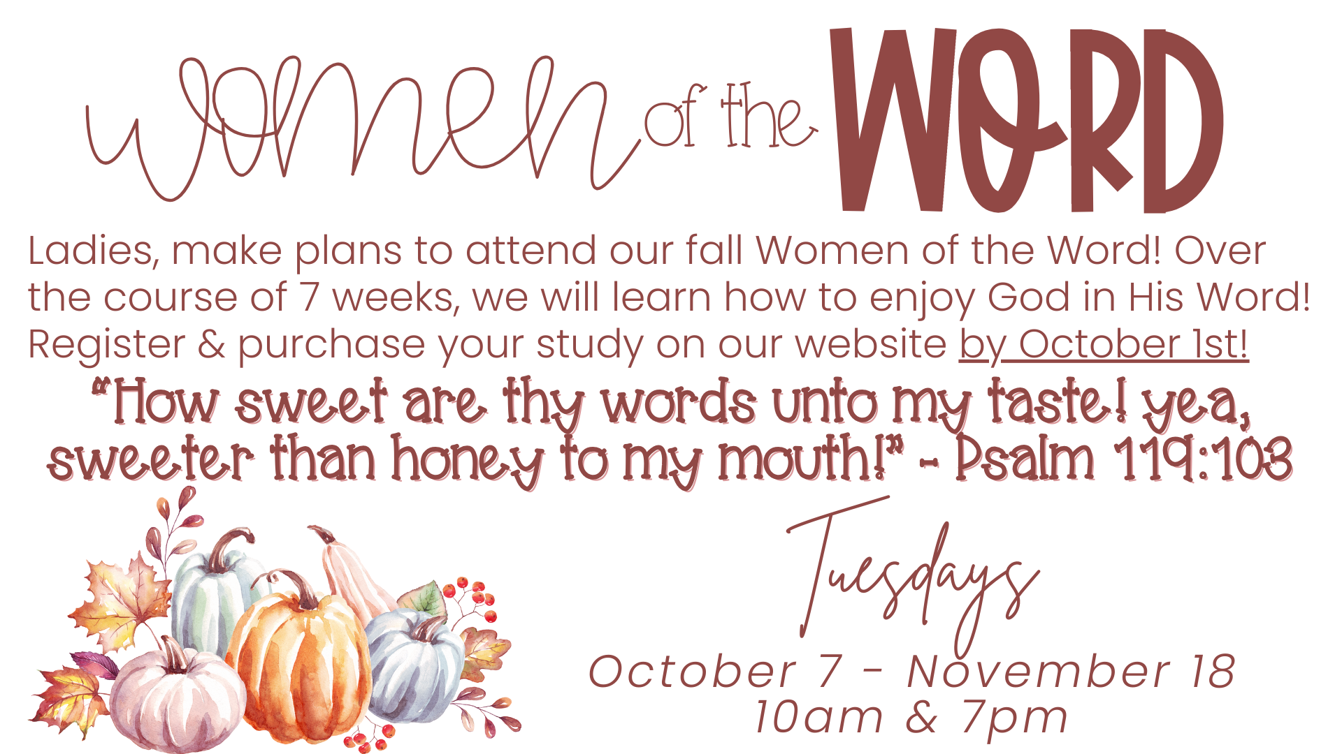 Fall ladies Bible study announcement