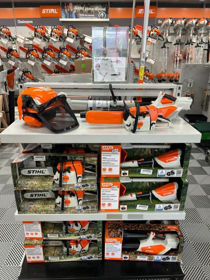 A Display Of Stihl Products In A Store — Ireland's Machinery Pty Ltd In Braemar, NSW
