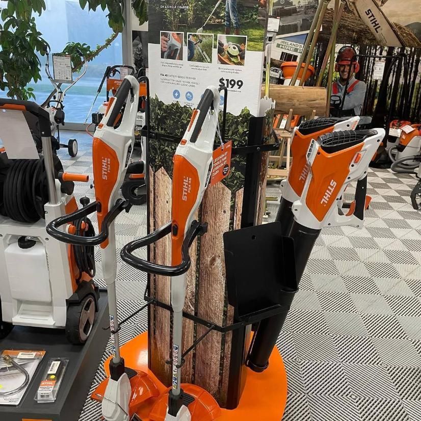 A Display Of Stihl Tools In A Store — Ireland's Machinery Pty Ltd In Braemar, NSW