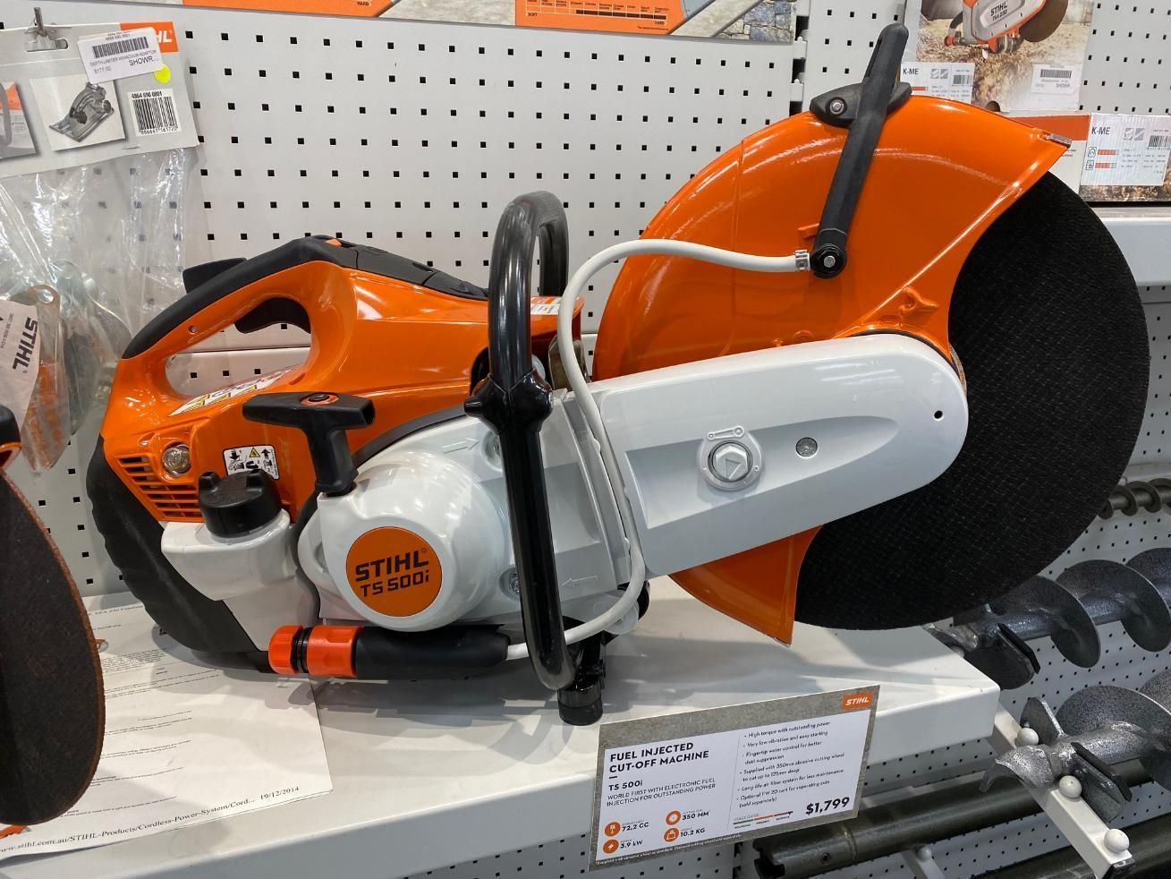 A Stihl Saw Is Sitting On A Shelf In A Store — Ireland's Machinery Pty Ltd In Braemar, NSW