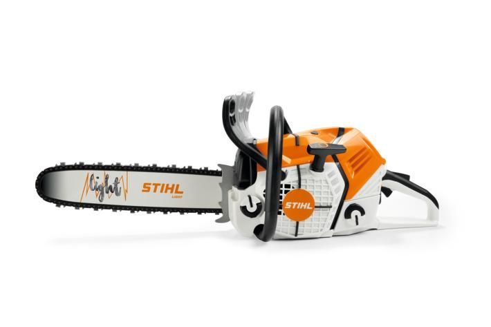 A STIHL Chainsaw is Sitting on a White Surface — Ireland's Machinery Pty Ltd In Braemar, NSW