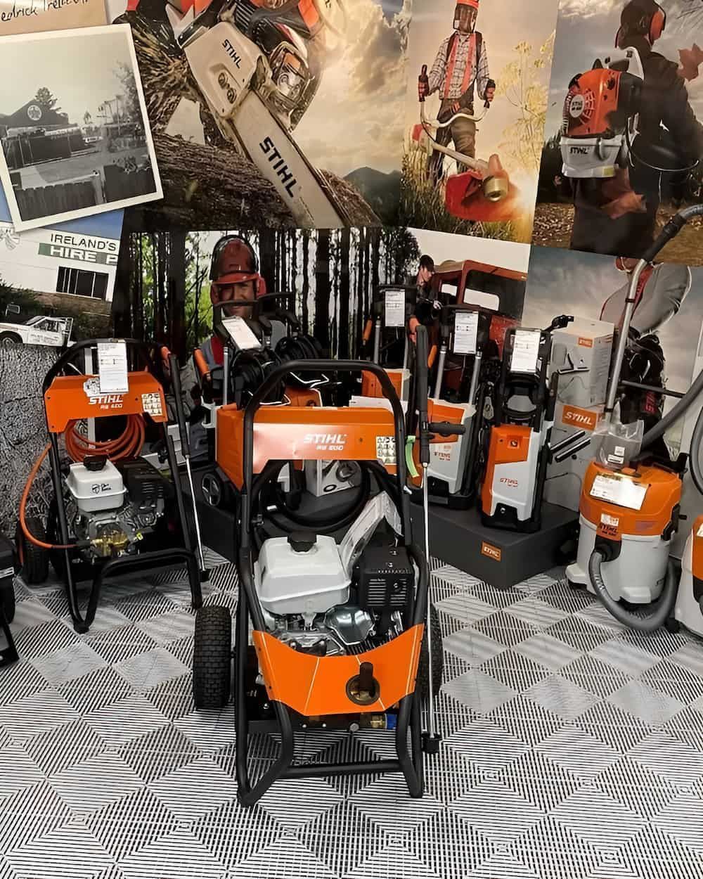 A Display of Stihl Lawn Mower and Vacuum Cleaners in a Store — Ireland's Machinery Pty Ltd In Braemar, NSW