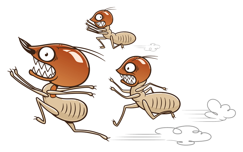 three-cartoon-termites-running-away