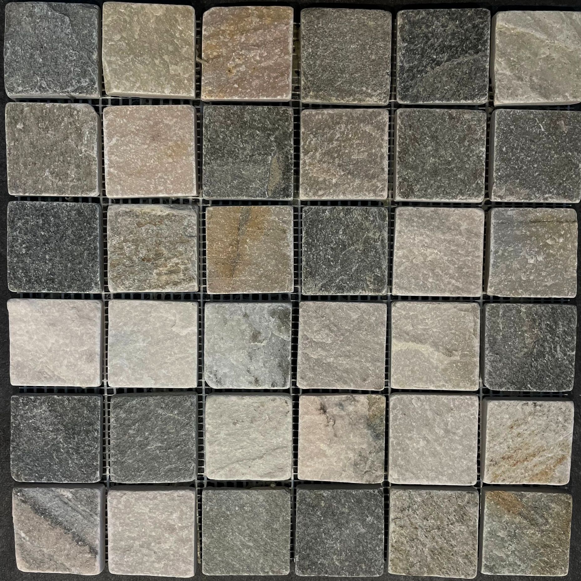 Quartzite Mosaic, Gold White, Natural stone, 2x2 