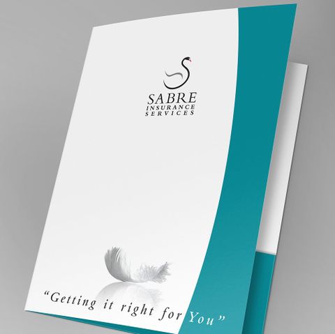 printed folders for sabre insurance services in south devon by nick walker printing
