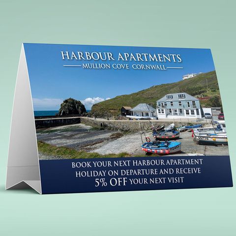 print of tent cards for mullion cove hotel in cornwall by nick walker printing