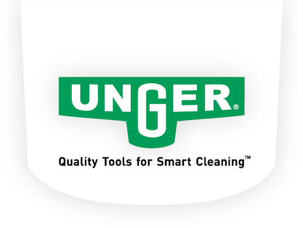 Green logo for Unger with the text "Quality Tools for Smart Cleaning" on a white background.