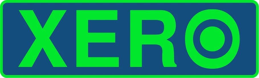 The word "XERO" in bright green capital letters on a dark blue rectangular background with a thin green border.