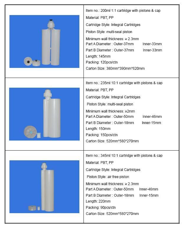 200 ml to 345 ml cartridge dimensions