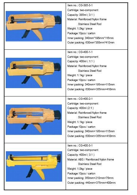 385 mn - 400 ml Cartridge Dimensions