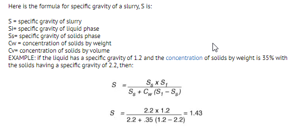 Slurry Gravity Calculation Formula