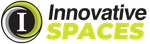 A logo for innovative spaces with a yellow circle in the middle.