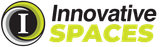 A logo for innovative spaces with a yellow circle in the middle.
