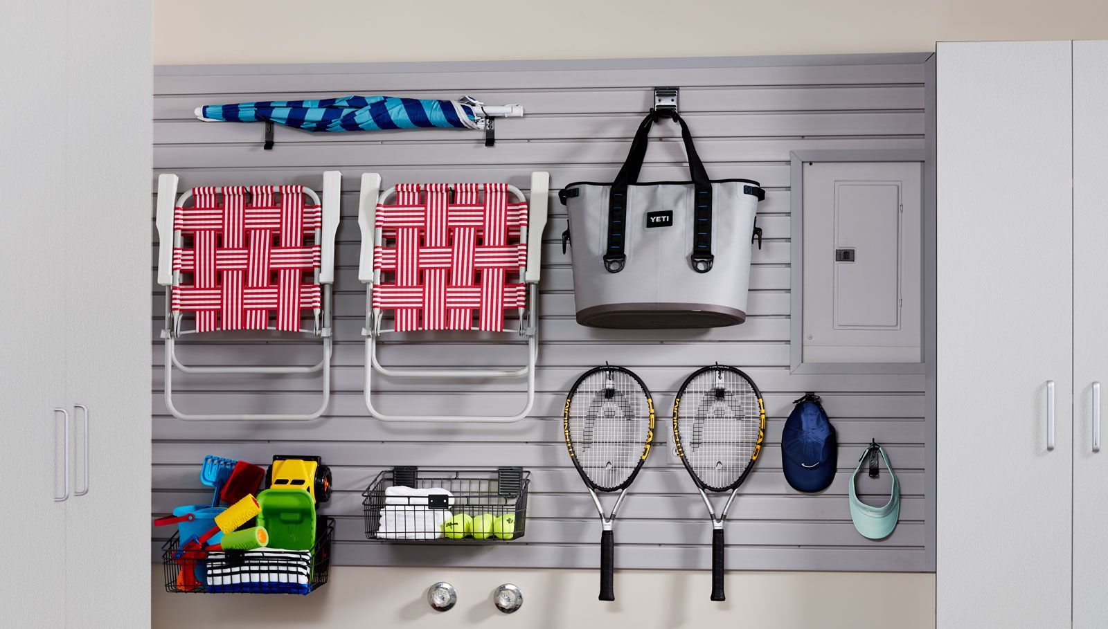 A wall with a bunch of items hanging on it
