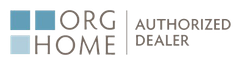 The logo for org authorized home dealer is blue and white.