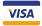 Visa logo: Blue and gold horizontal stripes above the word 
