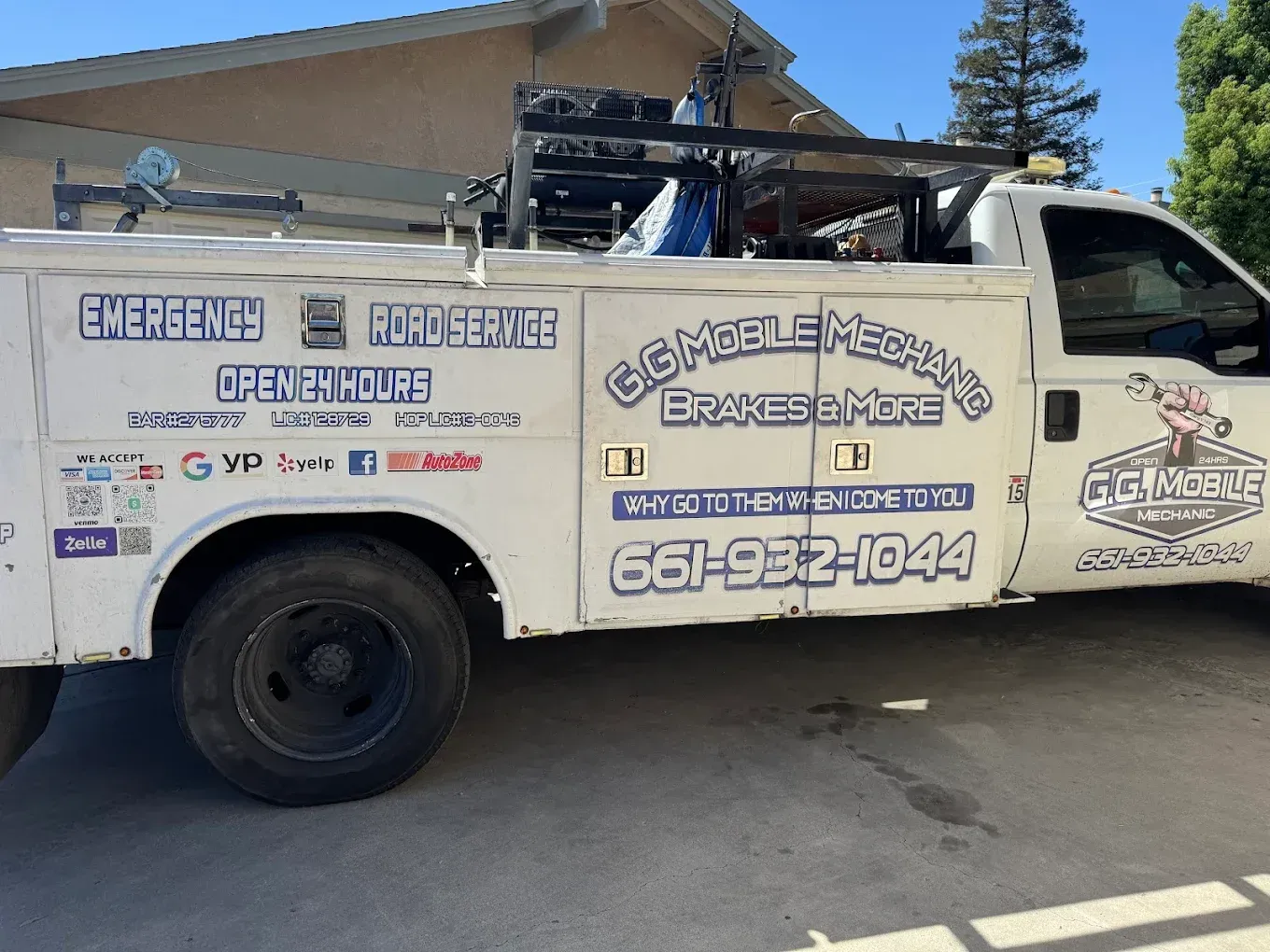 White service truck with 