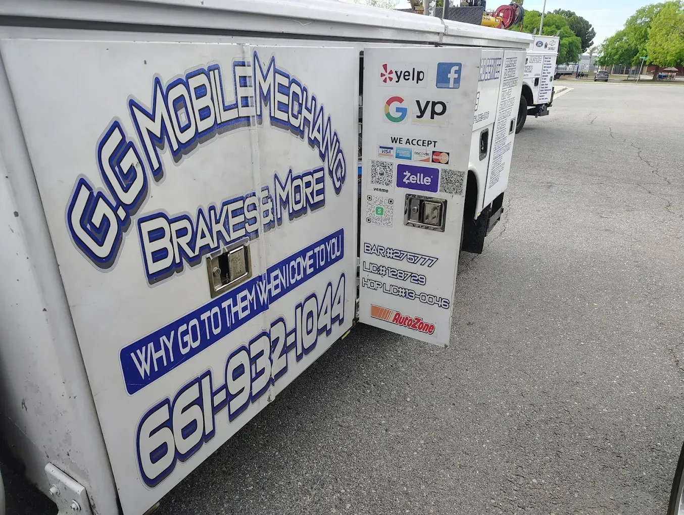 White service truck with 