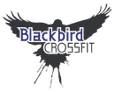Black Bird CrossFit logo with a black bird silhouette and blue-gray text on white background