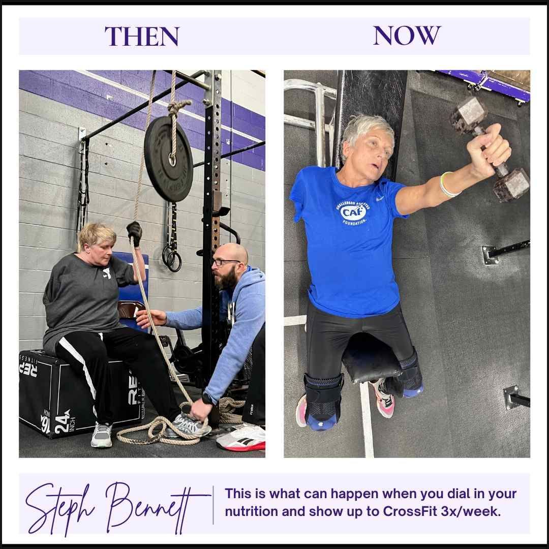 A man is lifting a dumbbell in a gym while a woman sits on a bench.