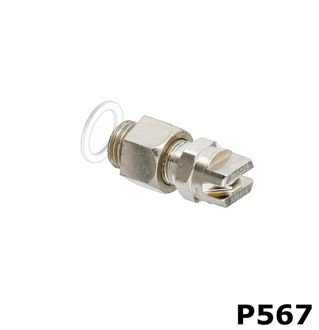 A close up of a metal connector with a plastic ring on a white background — Sure Shot Sprayer Australia in Alice Springs, NT