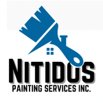 Blue paintbrush with a house silhouette above the word "NIDITUS" and the text "PAINTING SERVICES INC." below it.