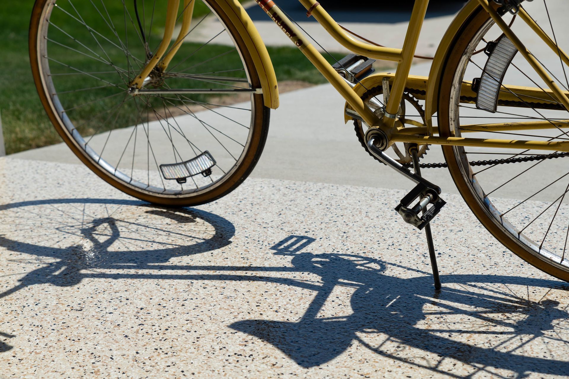 bicycle on outdoor coated garage floor