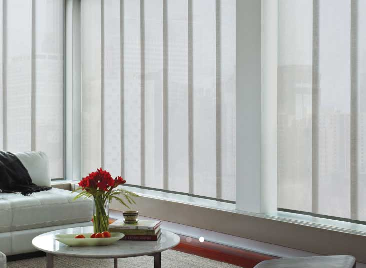 Window Blind Repair Professional — Living Room With Wide Window Blinds In Belgrade, MT
