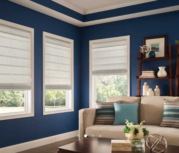 Commercial Fabric Blinds — Blue Wall With Roller Shades In Belgrade, MT