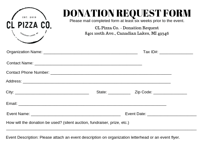 Donation request form