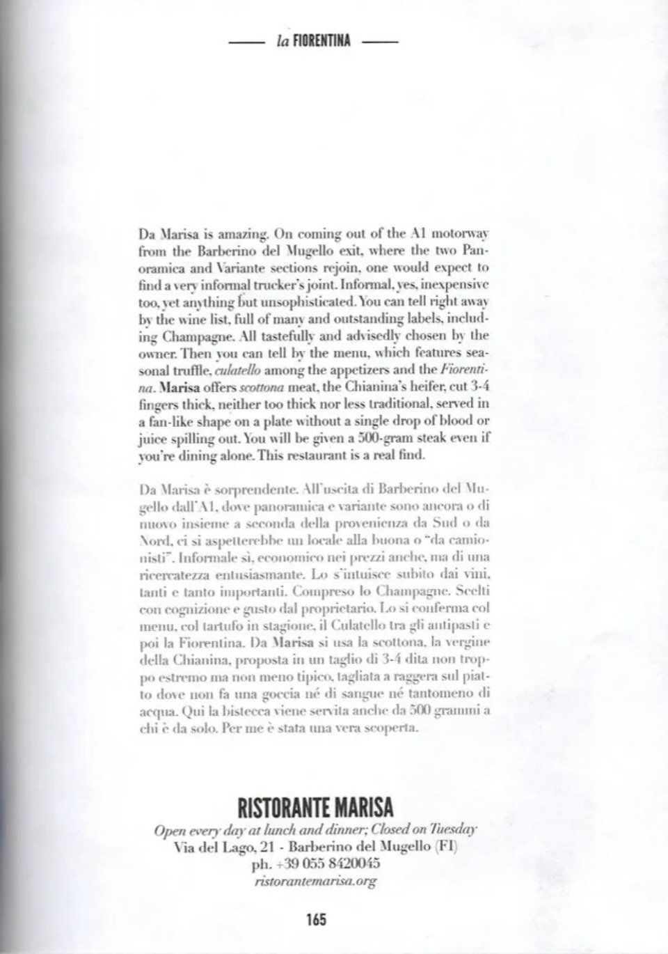 articolo sul ristorante