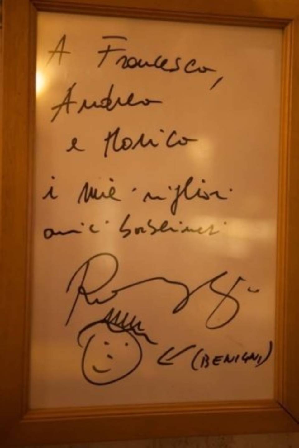 dedica presente nel ristorante