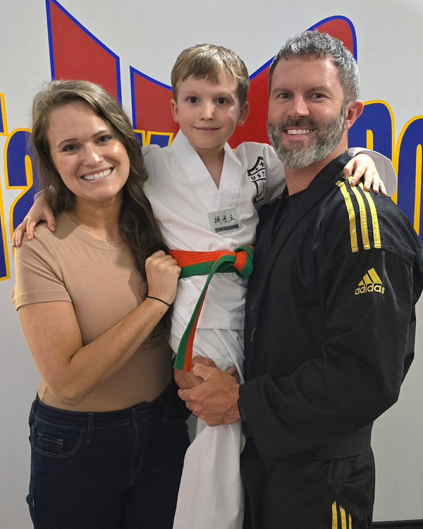 Master Dustin Sands with his family at Tennessee Taekwondo in Mt. Juliet, Tennessee