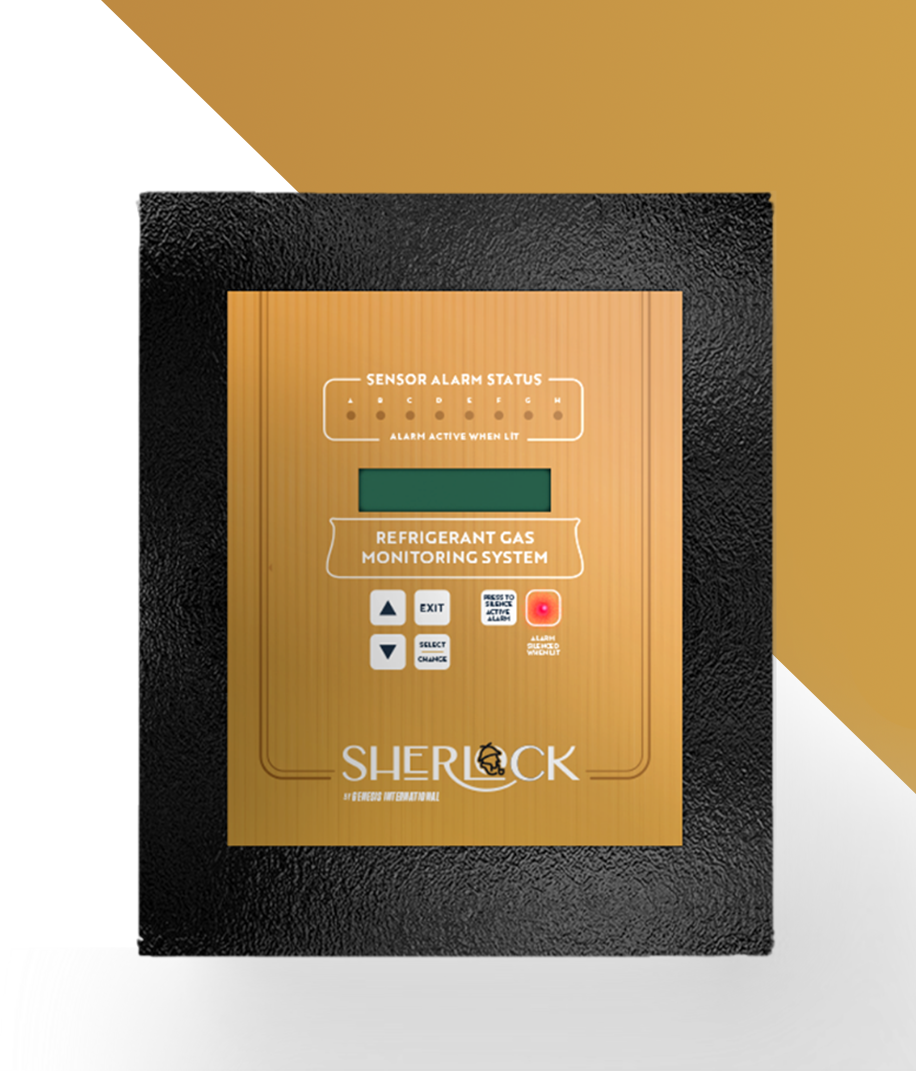 A gold and black device with the word sherlock on it