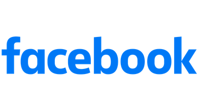 The facebook logo is blue and white on a white background.