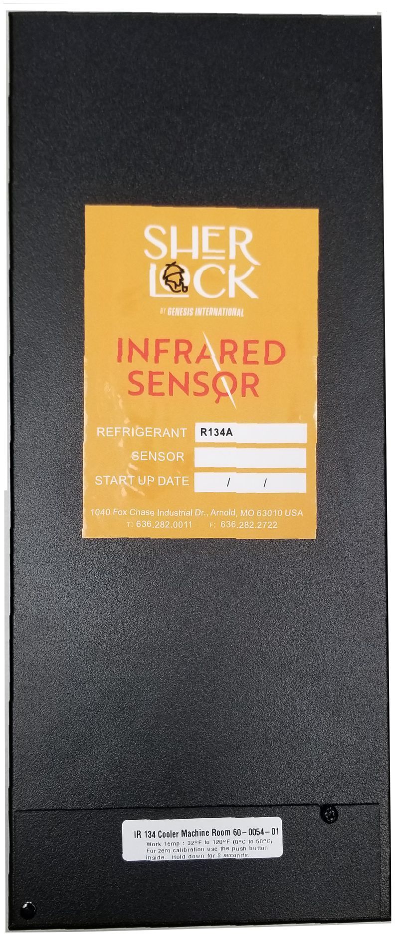 A black box with a red label that says sher lock infrared sensor
