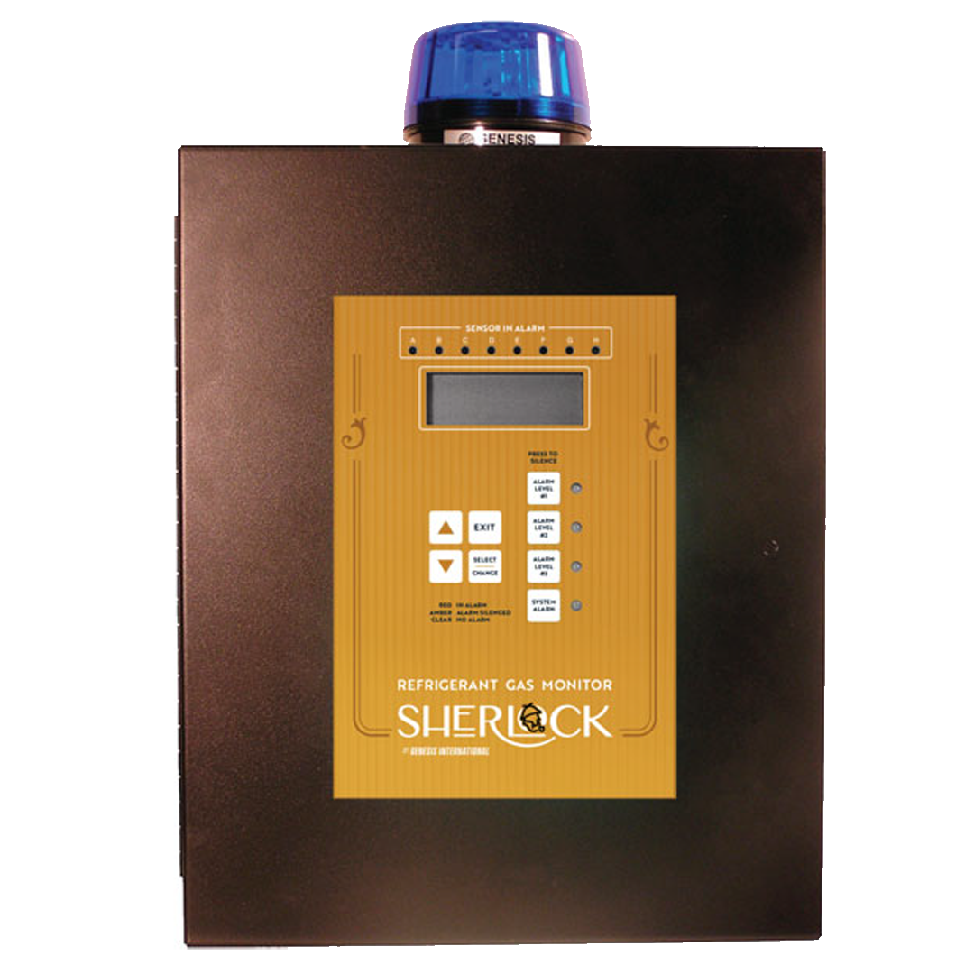 A sherlock device with a blue light on top of it