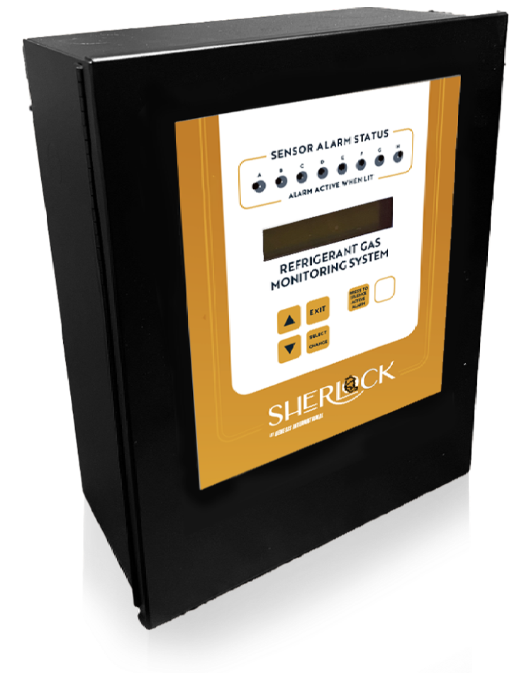 A black box with a sherlock logo on it.