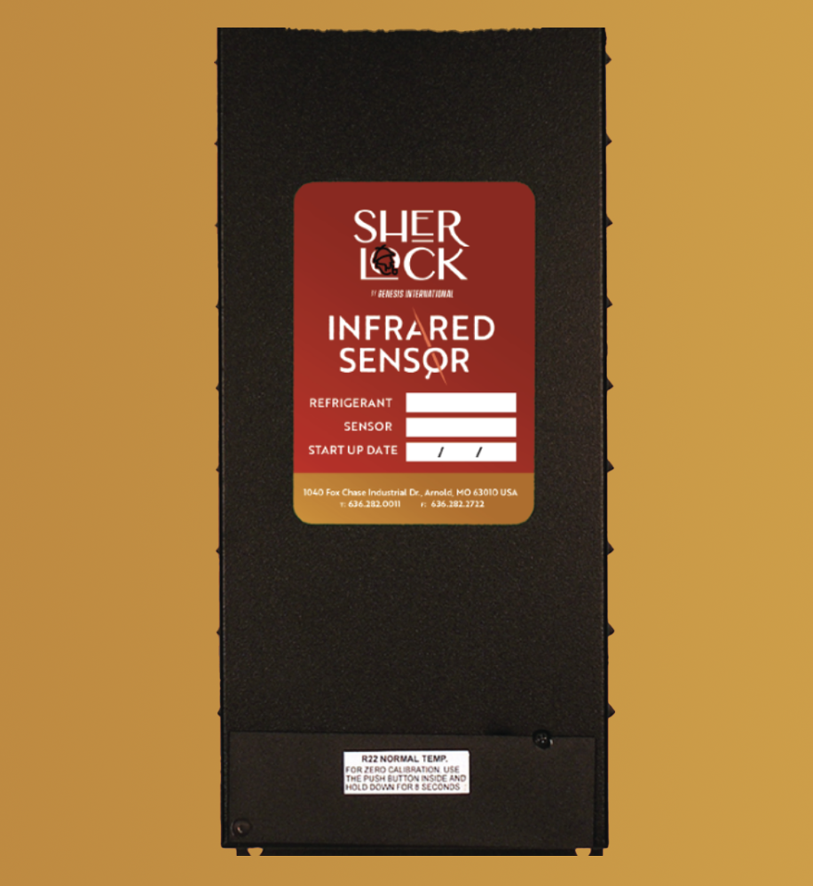 A black box with a red label that says sher lock infrared sensor